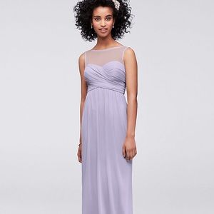 David’s Bridal Long Mesh dress illusion neckline